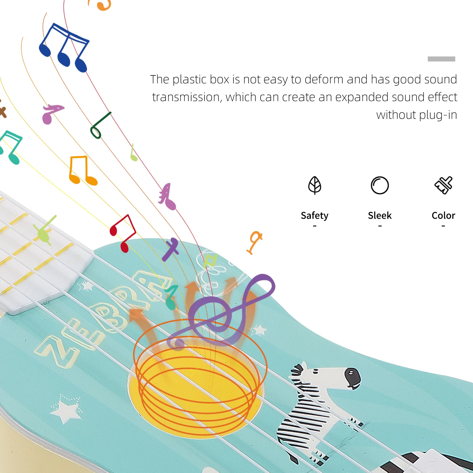 Plástico crianças ukulele material seguro iniciante instrumento musical guitarra crianças educação musical brinquedo cordas instrumento brinquedo