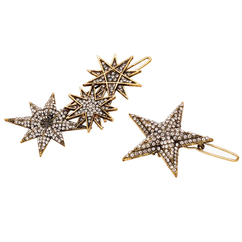 Star Rhinestone Wedding Bridal Hairpins for Women Bling Barrette Crystal Hair Clips Women Bling Barrette Hair Jewelry