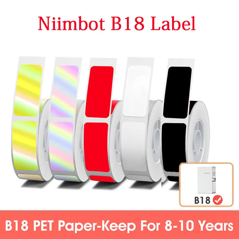 Niimbot B18 PET Label Paper Keep 8-10 Years Colorful Carbon Ribbon For Thermal Portable Label Maker