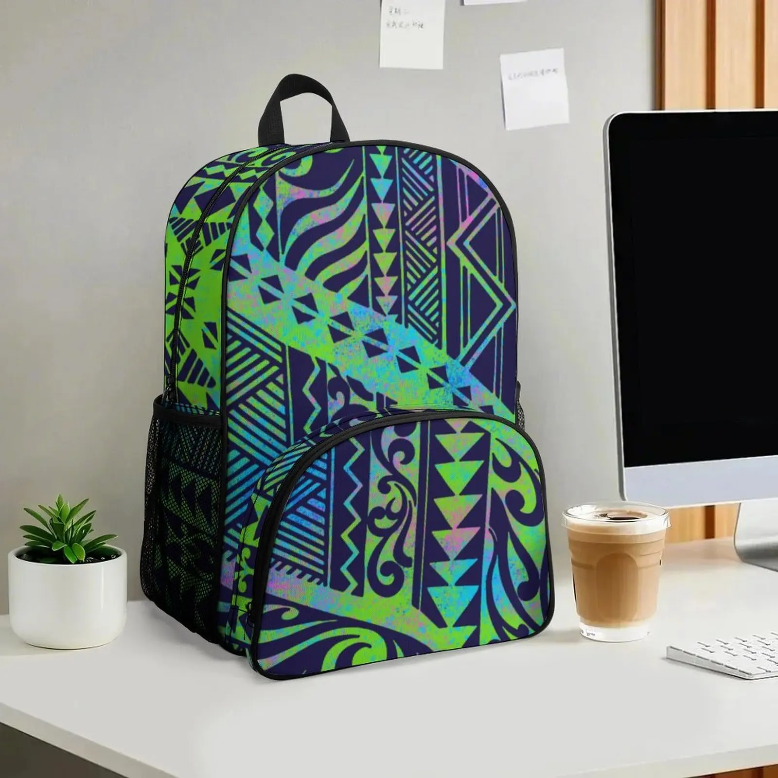 Tas Ransel Dua Lapis Custom Pola Polinesia Tas Sekolah Anak Muda untuk Musim Kembali ke Sekolah Tas Ransel Laptop