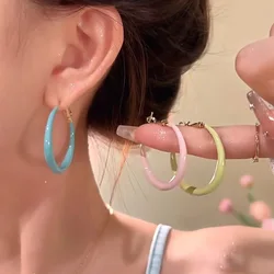 1pair Sweet Candy Color C-Ring Earrings For Women Fashion Simple Hoop Earring Temperament Jewelry Holiday Party Accessories