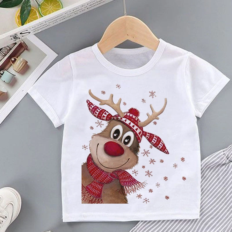 2-9 Years Old Kawaii Boys' Short Sleeve T Shirt For Girls 2022 Summer New Round Neck White Pink Print Fashion Cartoon Clothes