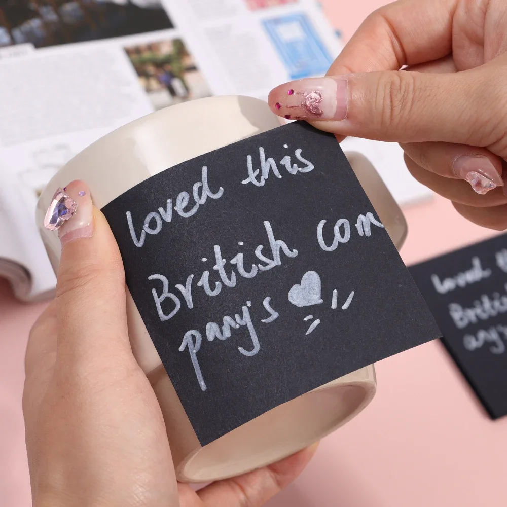 Solid Black Color Sticky Note Pads Posted It for Office School Stationary 50 Sheets Simple Black Memo Pad