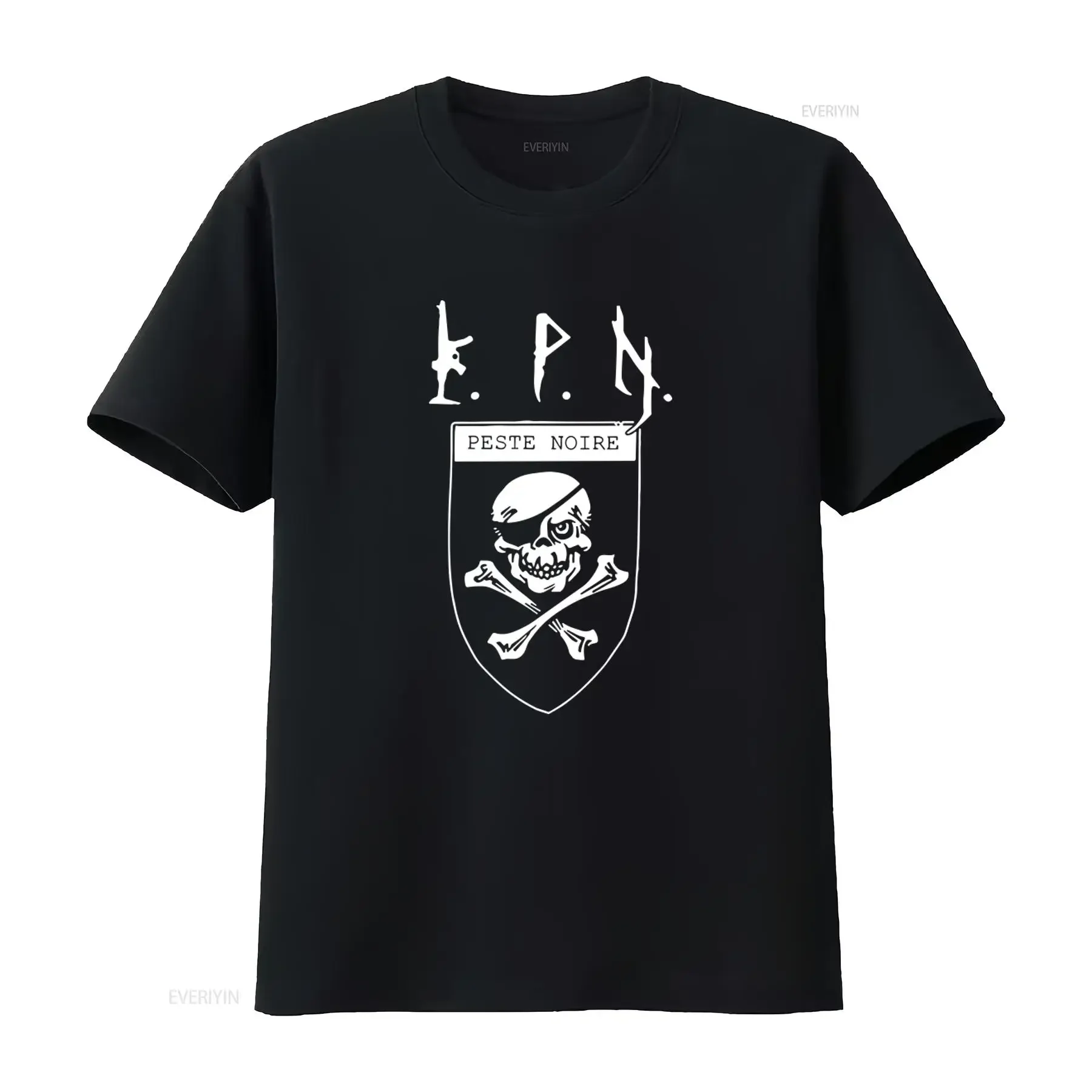 PESTE NOIRE KPN T Shirt Kommando French Black Metal Skull Crossbones Design vintage Washed Soft Stretched Casual Slightly