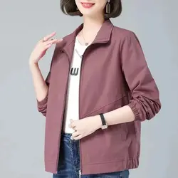 2023 Autumn Women's New Short Coat Fashion Stand Neck Simple Casual Korean Version Loose Versatile Comfortable Jacket Top