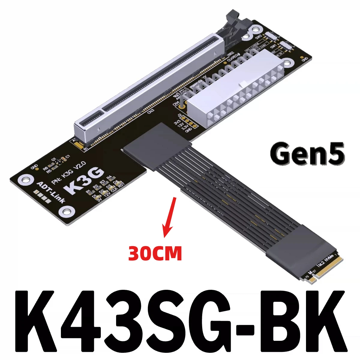 グラフィックボード・グラボ・ビデオカード ADT-Link K43SG M.2 to PCIe 4.0 x4 egpu K43SG PCIE 5.0 x4 Riser M.2 NVMe to PCIe 4.0 x16 GPU Dock External