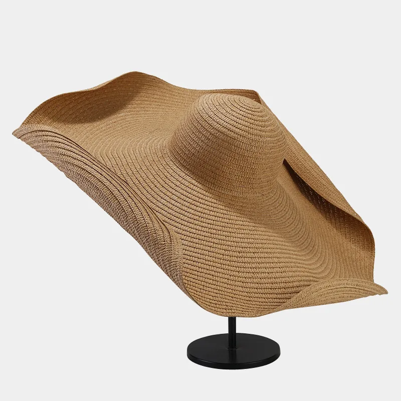 Foldable Straw Sun Hat Female Super Wide Brim UV Protection Ins Fashion Beach Vacation Travel Outdoor Casual Visor Hat