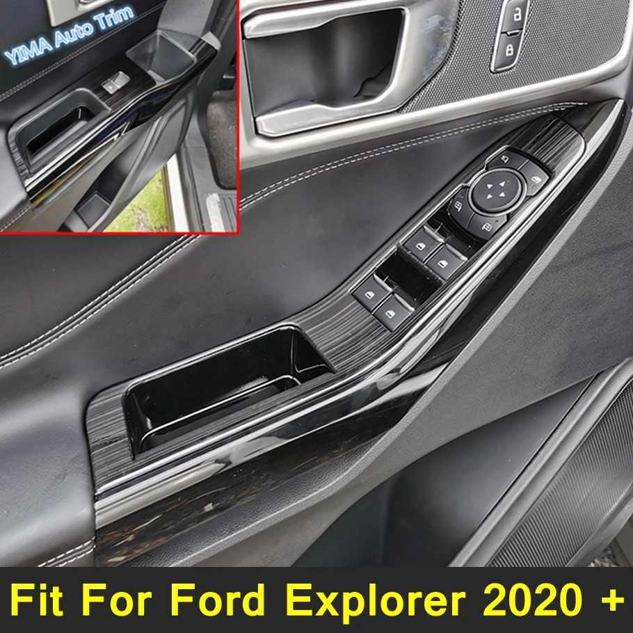 

Inner Door Armrest Window Glass Lifting Switch Buttons Frame Decoration Cover Trim Fit For Ford Explorer 2020 - 2023 Accessories