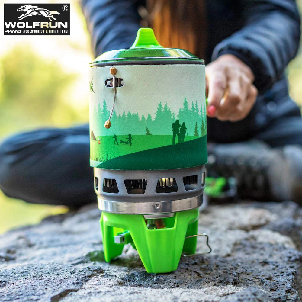 

Windproof Heat Collecting Pot Camping X3 Single Pot Electronic Ignition Cooking Pot Ideal for Outdoor Hiking Fishing Hunting