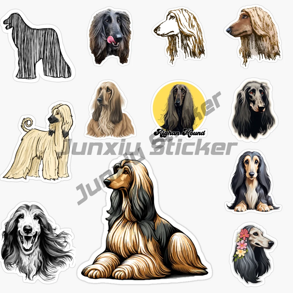 

Afghan dog Car Stickers Vinyl Self Adhesive Flower Laptop Luggage Auto Bumper Decal Waterproof Car Accessories