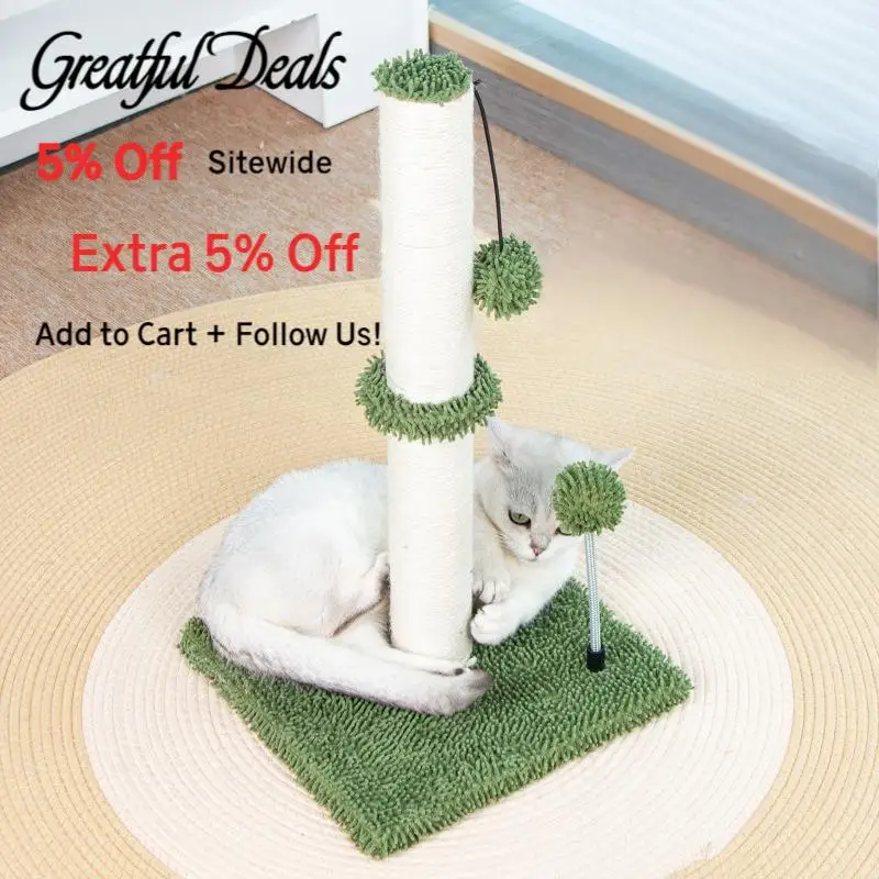 Training Supplies Cat Scratching Post with Sisal Rope and Funny Toy Balls 22 Inch Tall Scratch Tree Pet Indoor Accessories