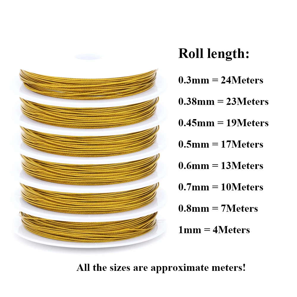 1 rollo de hilo resistente de 0,3/0,5/0,6mm, alambre de acero inoxidable para abalorios, cuerdas de joyería para fabricación de collares y pulseras DIY