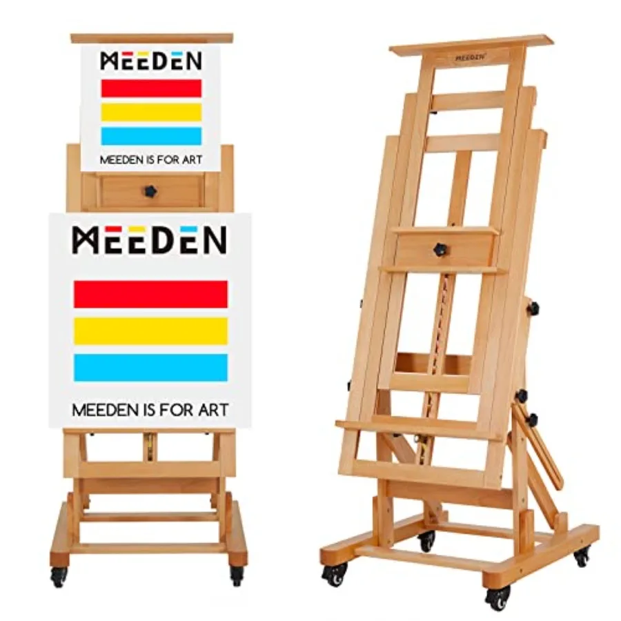 Movable Large H-Frame Painting Easel - Artist Studio Easel - Heavy Duty Art Easel Stand for Adults Solid Beech Wood Easels Hold