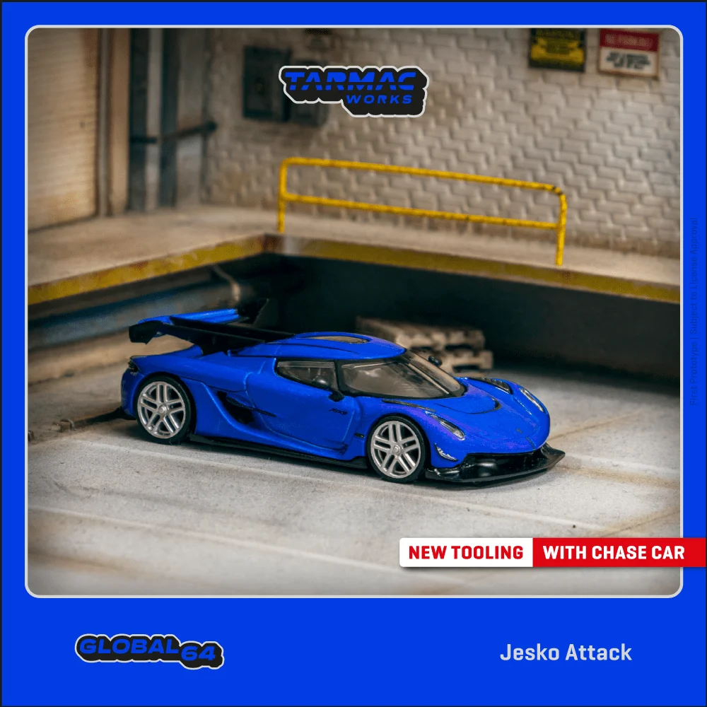 

TW в наличии 1:64 Jesko Attack Blue Diecast Коллекционная модель автомобиля, миниатюрные игрушки Tarmac Works