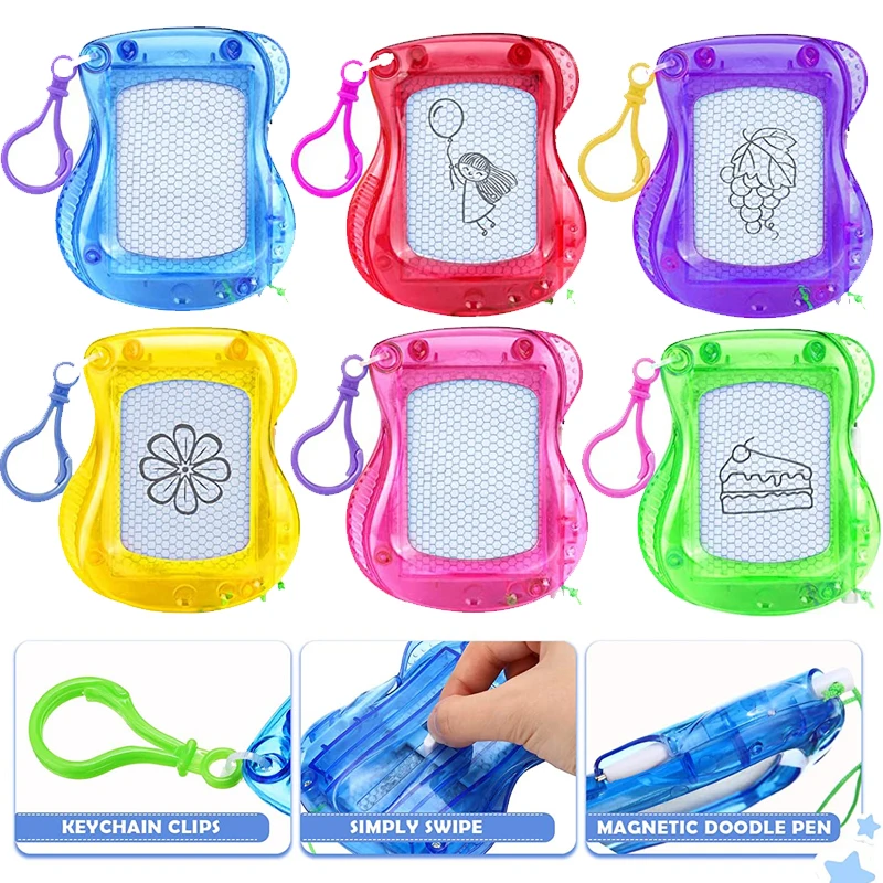 Mini Magnetic Drawing Board Kids Backpack Keychain Clip Erasable Doodle Sketch Writing Pad Chidlren Birthday Party Favor Gifts