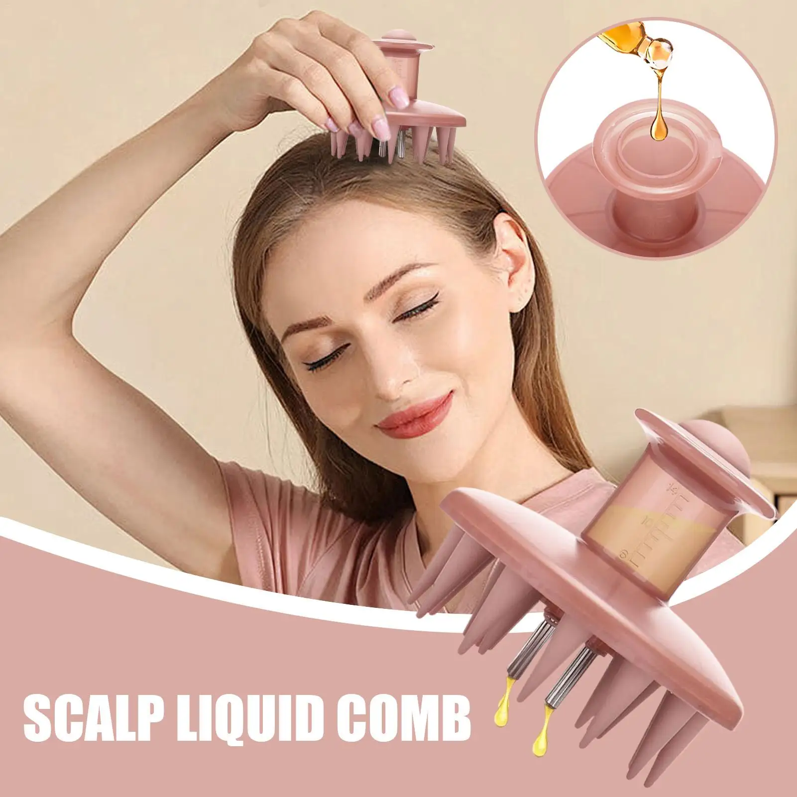 Multifunctional Silicone Scalp Applicator Head Massage Care Brush Hair Care Essential Oil Liquid Guid Comb Shampoo Dispenser