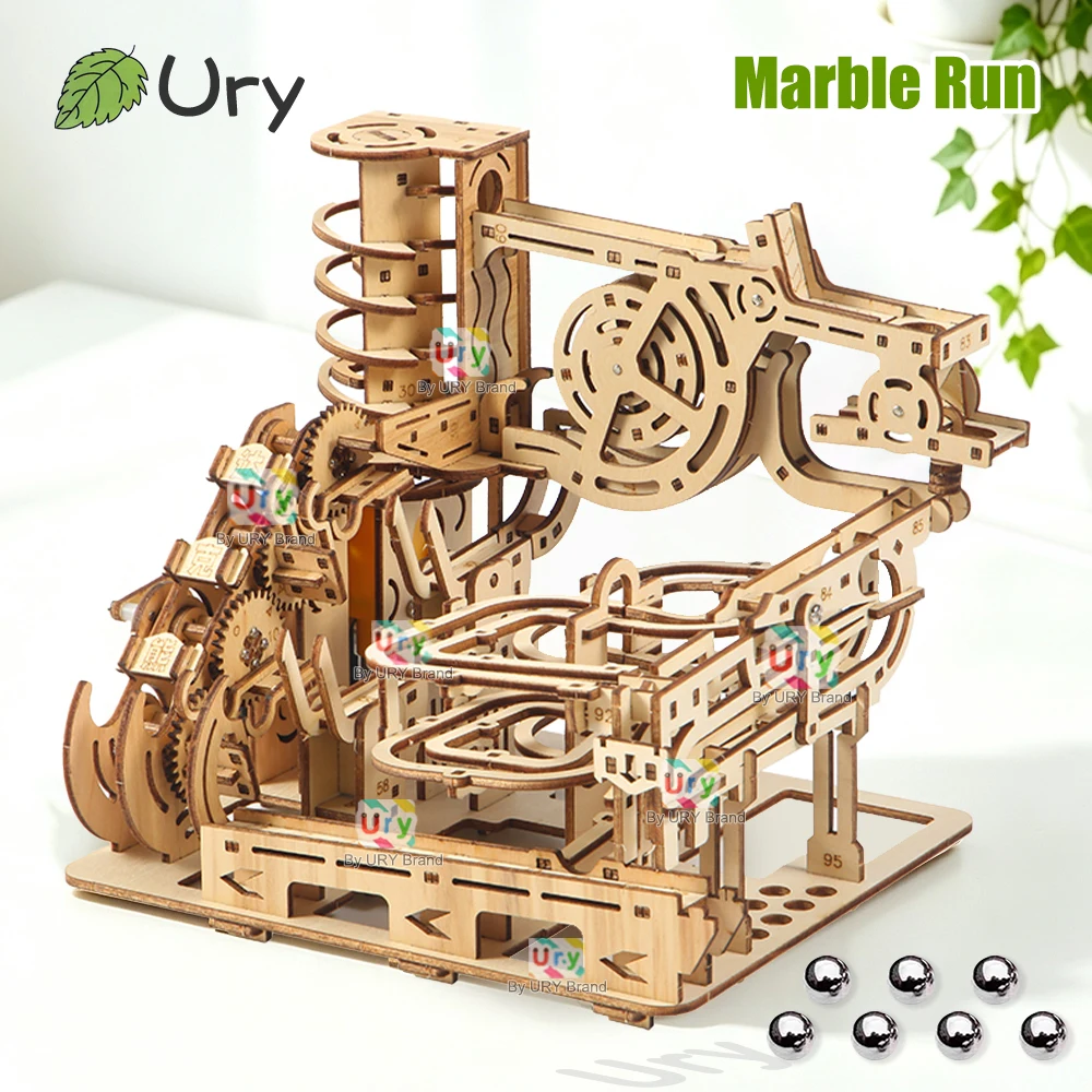 Ury Hurtownia Drewnianych Puzzle 3D Elektryczna Kaskada Koralikowa Zestawy Mechaniczne Model do Składania Prezent na Boże Narodzenie — 2