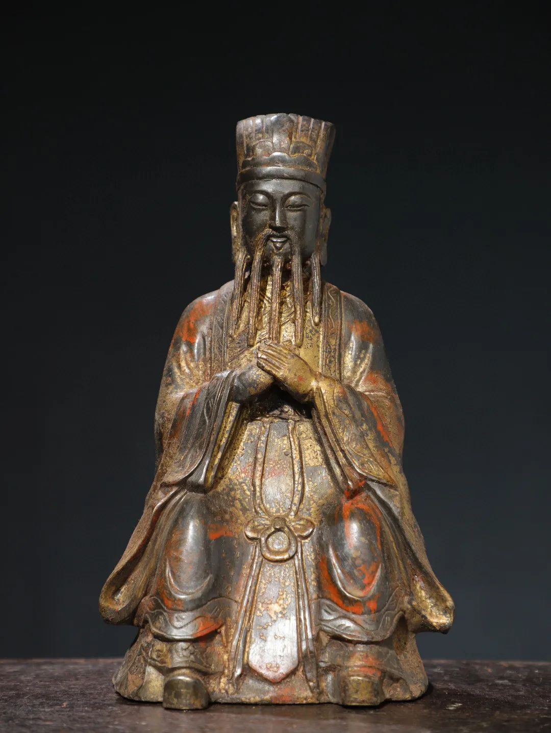 Tibetan brass mud de-golding Northern Wei Emperor Wenchang's official sitting Buddha statue ornament Home Buddhist hall supplies