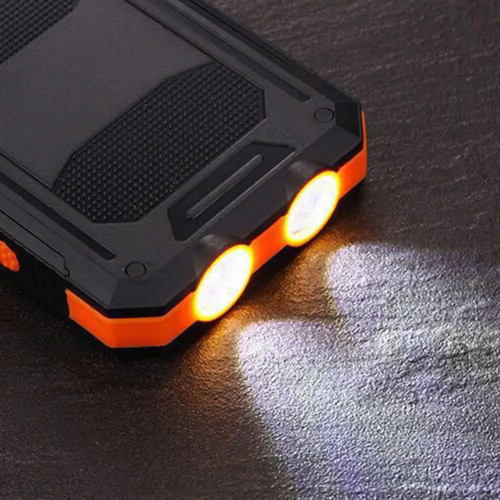 Solar Panel Power Bank Case Dual USB SOS Light Flashing Light Compass Bank Power Case Battery Charger External Box Flashlight