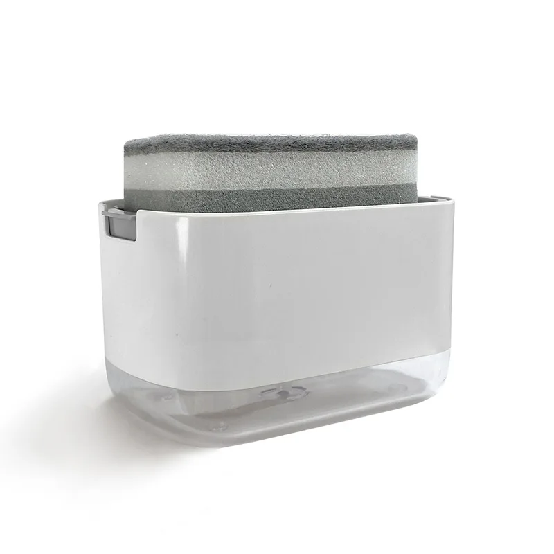 Soap Dispenser Box Press Dispenser Scrubbing Liquid Container Kitchen Bathroom Automatic Detergent Foam Box with Sponge Holder