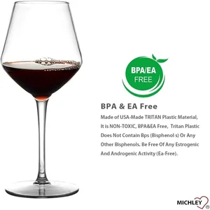 MICHLEY 2/4 / 6PCS-Set-of-glass-of-wine-in-plastic Tritan kırılmaz, piknik için, lüks, yeniden kullanılabilir, parti için, bar, çamaşır makinesi ve açık havada bulaşık makinesi plastikteki en büyük cam satışlarından 12'si-no. 1