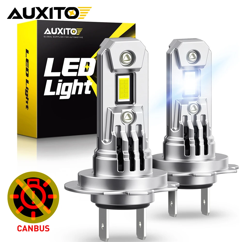 AUXITO 2Pcs H7 LED Headlight Bulbs 100W 20000LM Wireless Turbofan Canbus Auto Lamp 6500K White Automobile For VW BMW Mazda