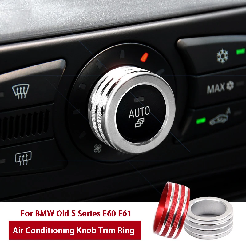 4Pcs Car Air Condition Knob Audio Volume Control Button Circle Decoration Trim Ring Cover For BMW Old 5 Series E60 E61 2004-2010