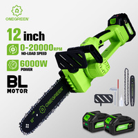 ONEGREEN 6000W 12 Inch Brushless Electric ChainSaw Cordless Battery Saw Garden Woodworking Power Tool For Makita 18V Battery Pin