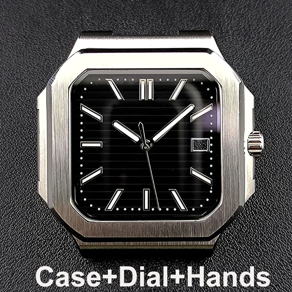 Квадратный корпус часов 38,5 мм, детали, складная застежка, ремешок для часов для корпуса NH35, модифицированный, подходит для механизма серии NH35, NH, сапфировое стекло