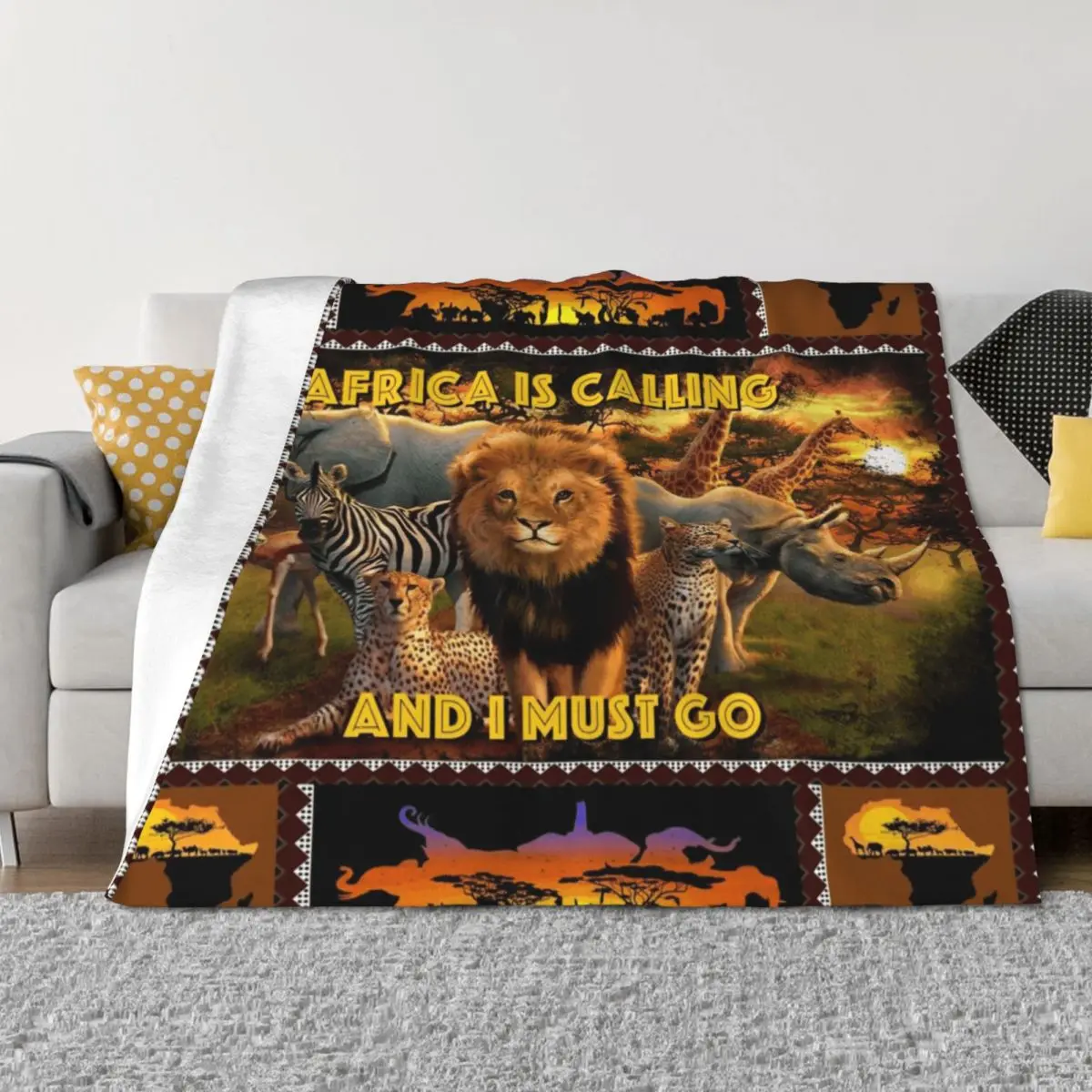 

African is Calling And I Must Go Throw Blanket Soft Plaid Luxury St Travel manga Blankets