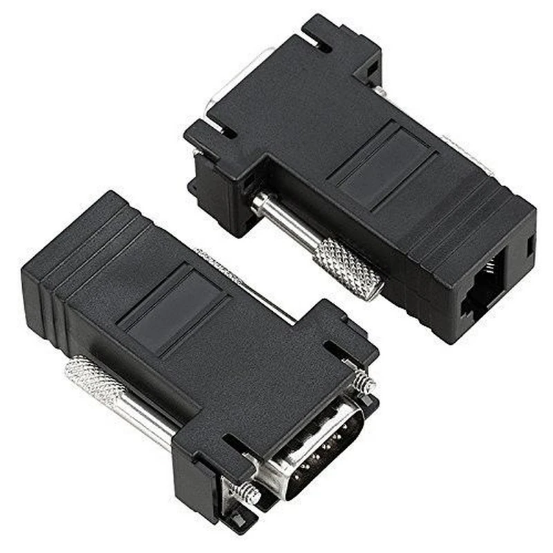 x2 PC TO TV ADAPTOR VGA OVER CAT5 VIDEO VIA ETHERNET CABLE RJ45 to 120 ft 36 m / 2 PCS