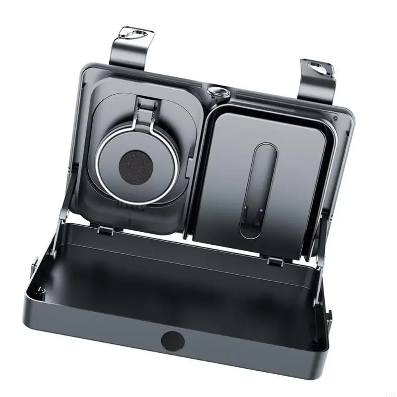 

77HF Adjustable Car Headrest Tray Sides For Snacks And Drinks Featuring Tissue Dispenser Trash Bin And Hook