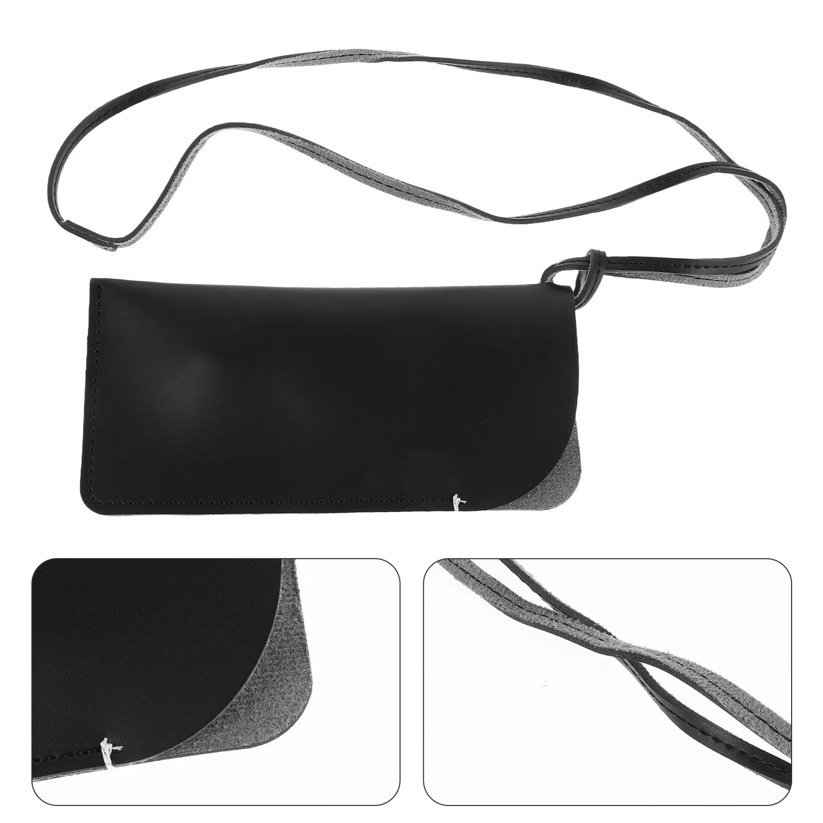 

Stylish Lanyard Eyeglass Bag Portable PU Case for Sunglasses Reading Dual Storage Clip Hang Function Minimalist Design Unisex