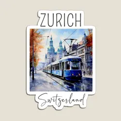 A Watercolor Design Of Zurich Switzerl Magnet Baby Funny Holder Refrigerator Decor Magnetic for Fridge Organizer Home Colorful