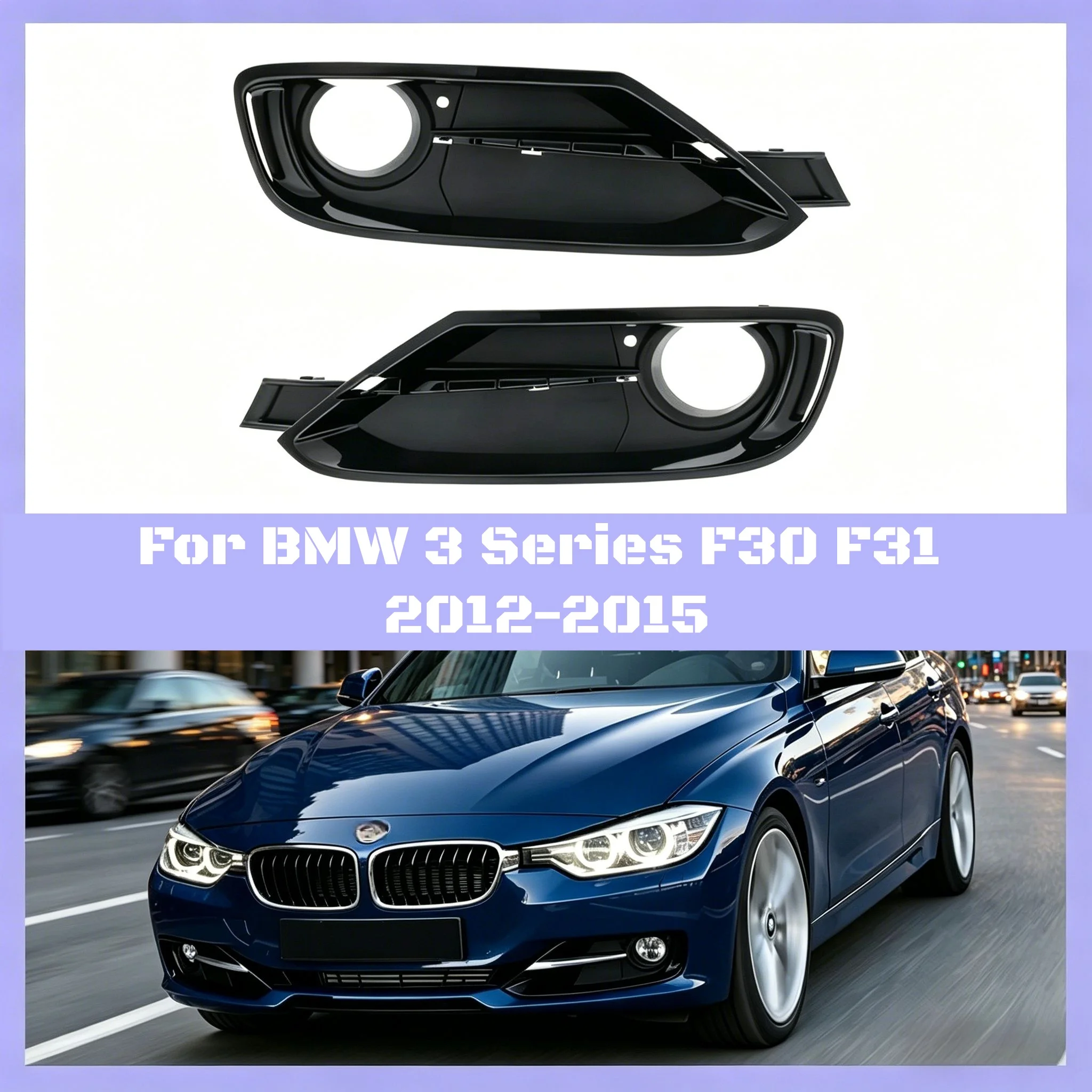 

Car Front Bumper Fog Light Lamp Trim Cover Frame Black For BMW 3 Series F30 F31 2012-2015 51117300737 51117300738