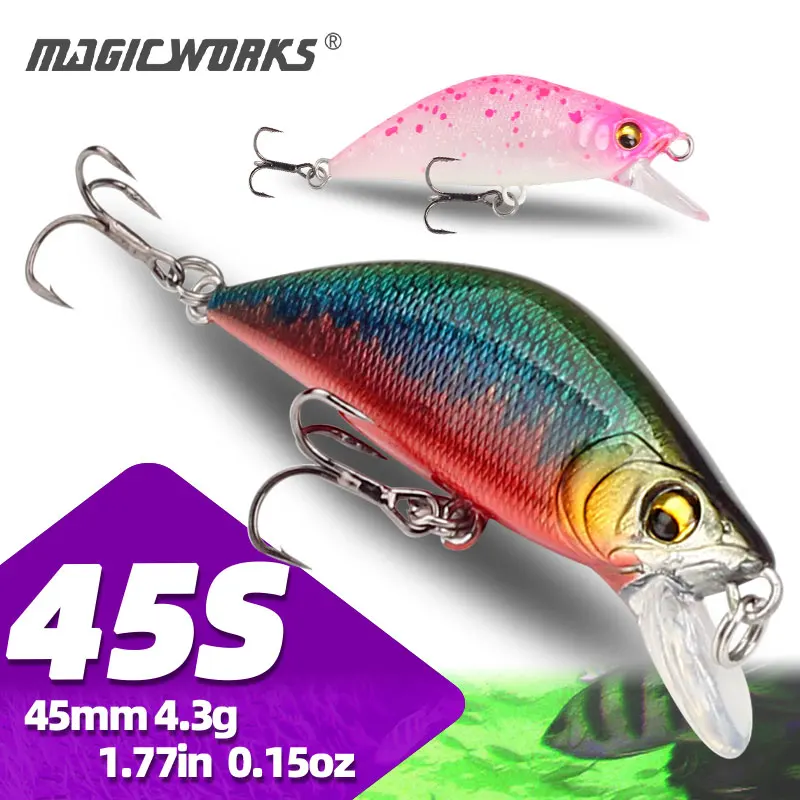 

Magic Works Small Sinking Minnow 45mm 4.3g Trout Lure Jerkbait Pike Micro Hard Baits Bass Fishing Artificial Lures Freshwater