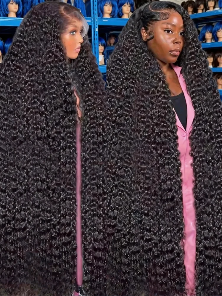 Perruque de cheveux humains bouclés rebondissants à 250 % de densité, avec dentelle HD 13x6 pré-épilée, ligne de cheveux naturelle, effet mouillé et ondulé, 38-40 pouces, cheveux vierges malaisiens, perruque frontale en dentelle 13x4, perruque frontale à ondulations profondes lâches, cheveux Remy avec brillance soyeuse et pointes saines