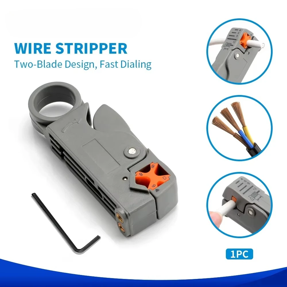 Automatic Stripping Pliers Wire Coaxial Cable Stripper Wire Stripping Pliers RG6/58/59 Network Rotary Peeling Cutter Tool Kit