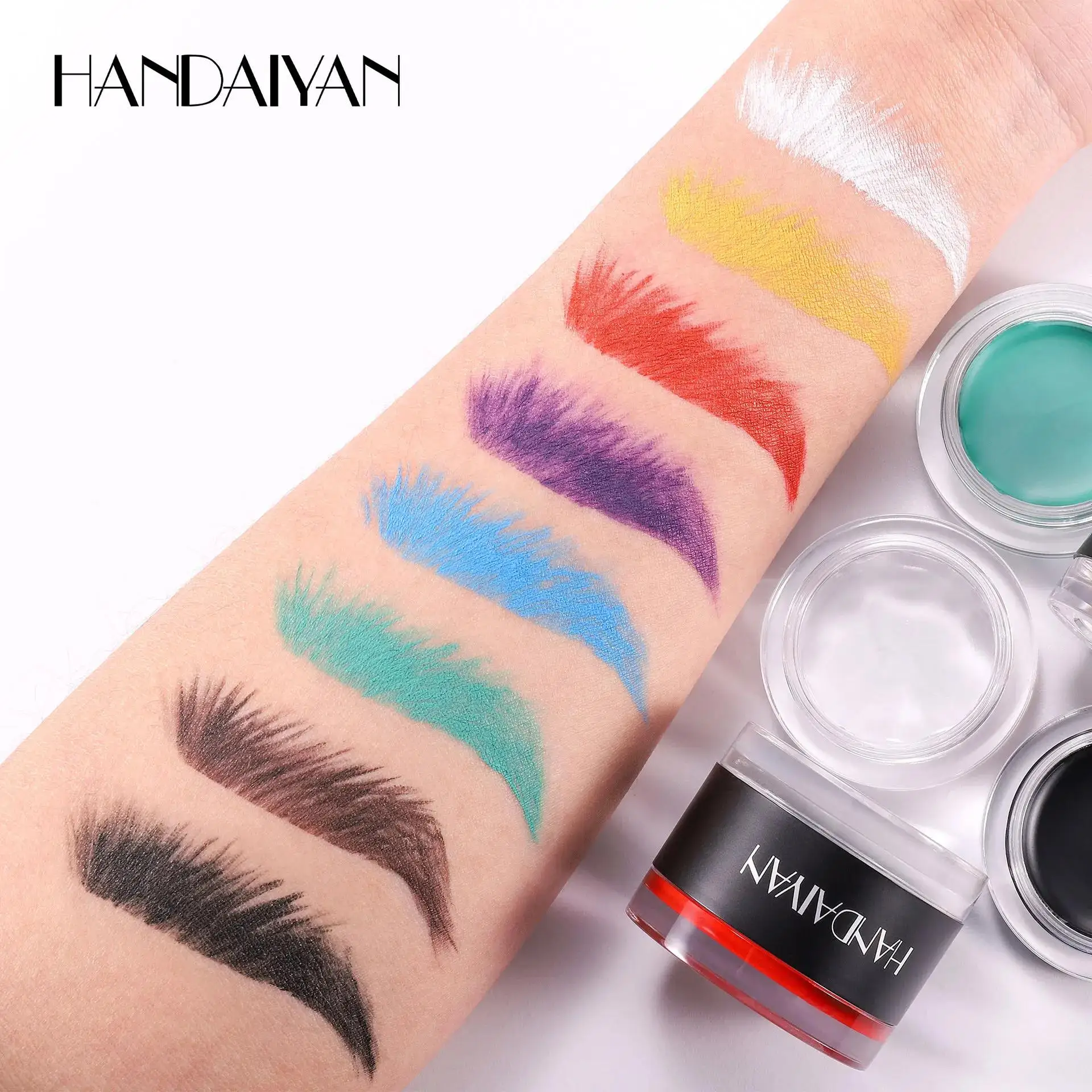 Pomada de cera para sobrancelha, creme à prova d'água de longa duração para aparência natural 3d, escovas duplas incluídas, gel intensificador, formato perfeito