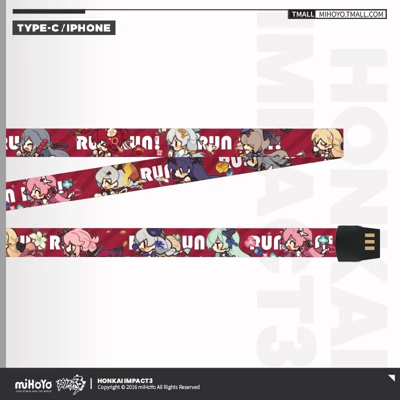 miHoYo HonkaiImpact3 Official Anime Game Peripheral Row Row Run Series Digital Lanyard Data Cable Android Apple Charging Cable