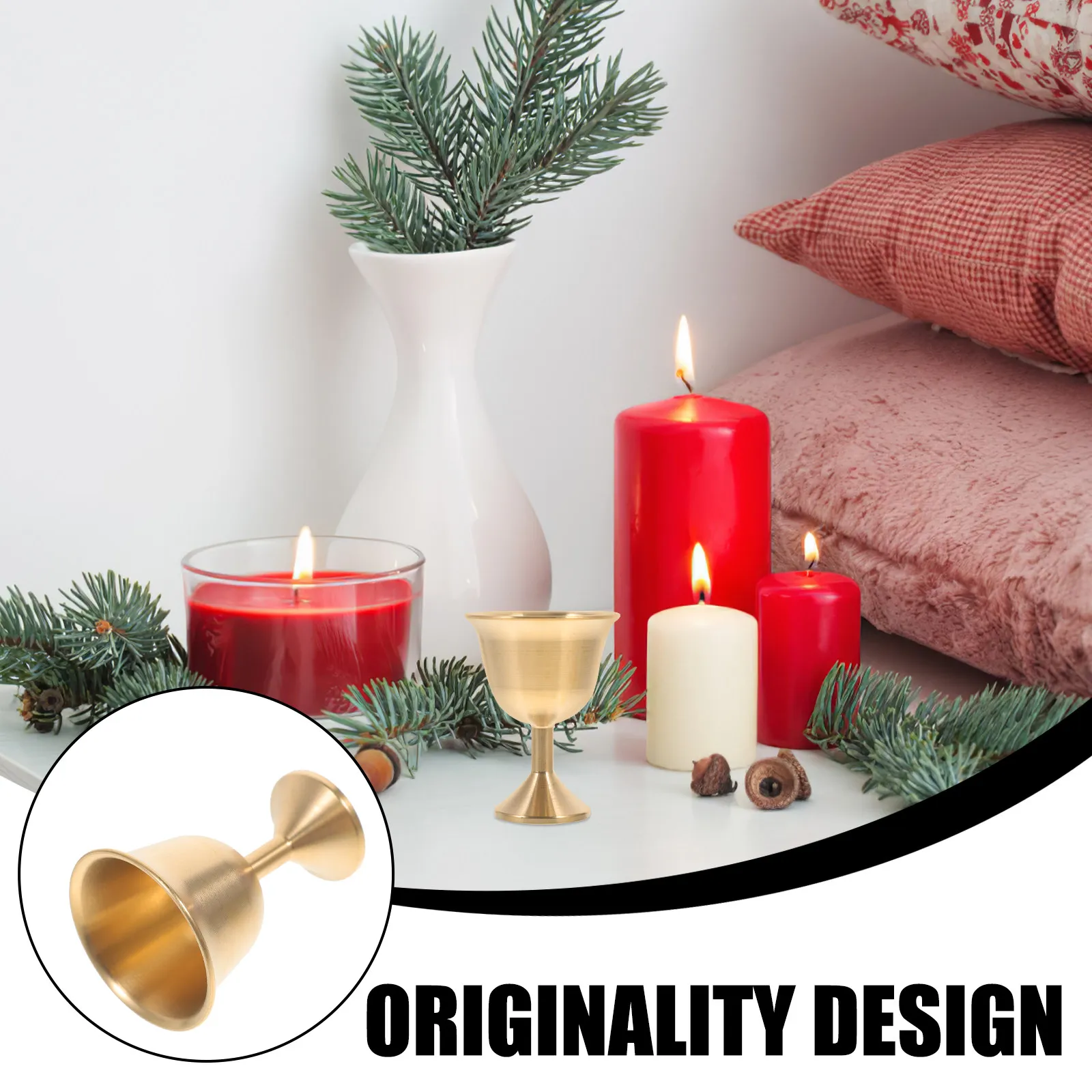 Brass Offering Cup Smooth Polished Metal Goblet for Water Offering Buddhist Worship Temple Home Multi-Functional Wear-Resistant