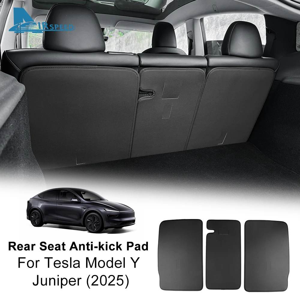 

Leather Rear Seat Back Protector Pad For Tesla New Model Y Juniper 2025 2026-Up Trim Mats Backrest All Weather Anti-kick Pad