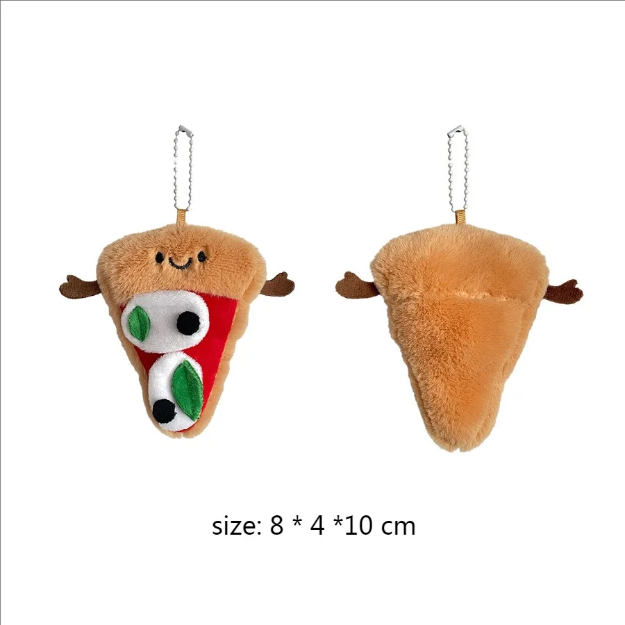 Colgante de muñeco de gato de peluche de pizza simulada Kawaii, mochila para niña, colgante de muñeca, bolso de pareja, llavero decorativo creativo, juguetes de regalo bonitos