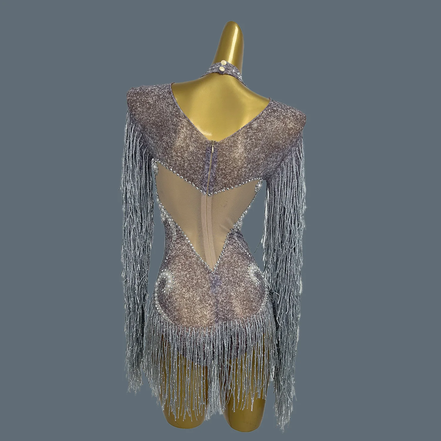 Shining Rhinestones Pearls Tassel Bodysuit Nightclub Sexy Dance Show Costume Evening Party Showgirl Stage Sexy Bodysuit Yanhui