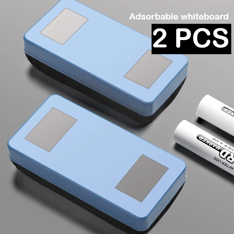 

2 PCS Magnetic Whiteboard Eraser Plastic Marker Pen Whiteboard Cleaner Eraser Blackboard Eraser Wipe Office School Stationery