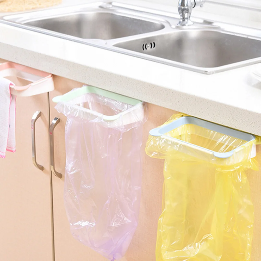 

Kitchen Hanging Garbage Bag Holder Thick Plastic Trash Rack For Cabinet Door Back Green Organizer Kitchen Storage Rack