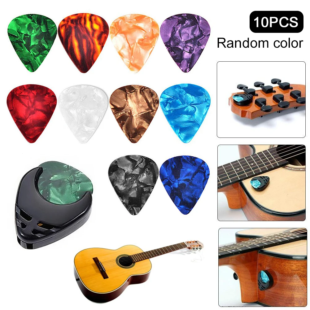 10 pçs palhetas de guitarra acústica coloridas palhetas & picareta titular conjunto baixo palhetas multifunções celulóide acessórios guitarra