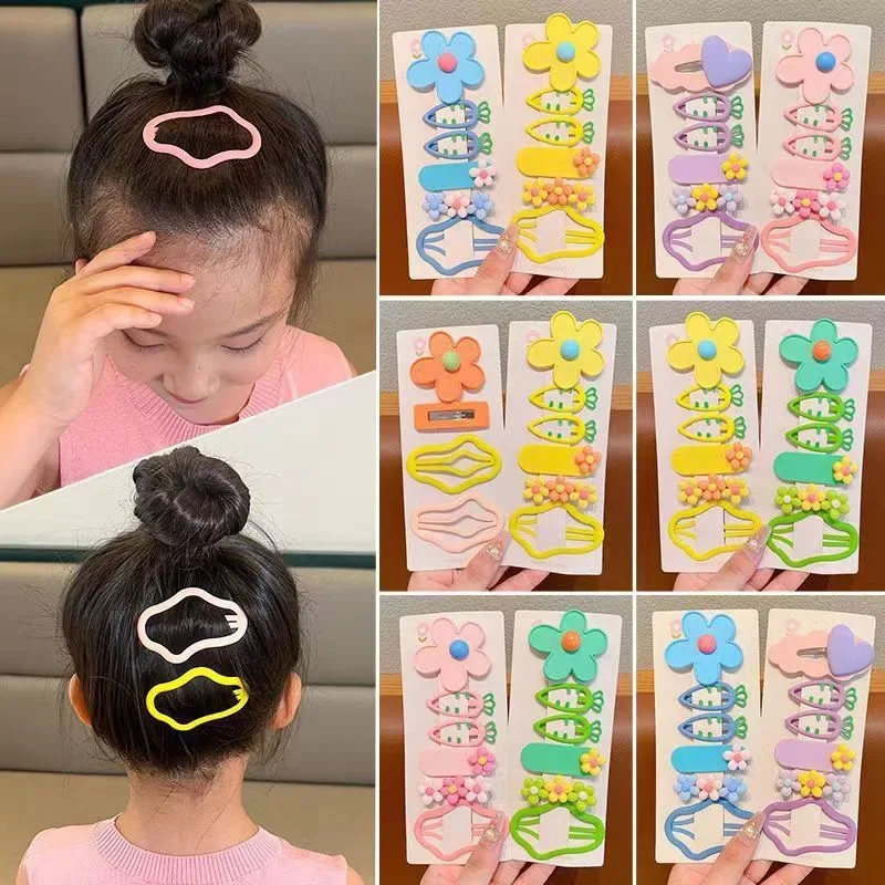 Cute Cartoon Baby Hair Clips Set 6Pcs Flower Fruit Colorful Baby Hairclip Girl Barrettes Bangs Hairpins Kids Hair Accessories