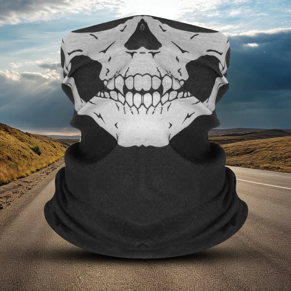 Scary Cycling Face Mask Halloween Ghost Face Mask Warm Skull Cycling Face Mask Riding Hiking Scarf Breathable Skull Neck Gaiter