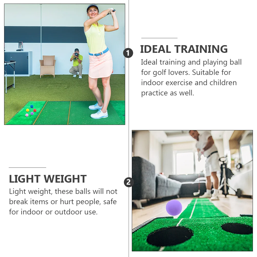 

10pcs Golf Balls Soft Training Balls 6cm Diameter Bright Colors Reusable Safe Ideal for Practice